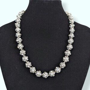 Vintage Rhinestone Pavé Style Ball Necklace